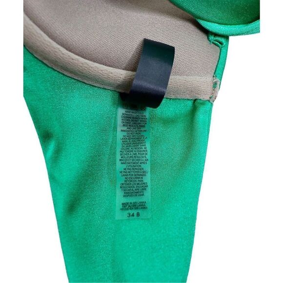 Victoria's Secret Green Satin Push Up Sexy Modern Bandeau Bikini Swim Top sz 34B - Picture 4 of 6